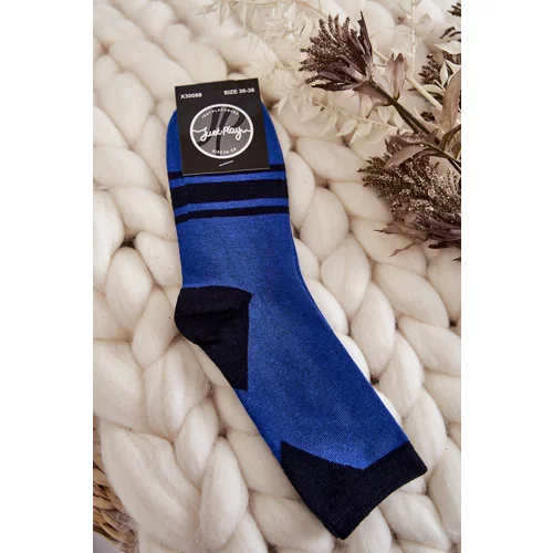 Kesi Women's Two-Color Socks With Stripes Blue-Black