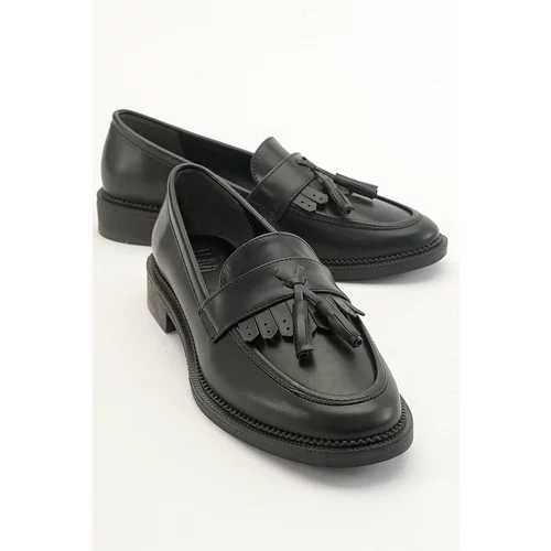 LuviShoes LILY Black Skin Women's Loafers