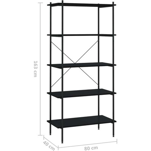 VidaXL 55-nadstropni regal s policami črn 80x40x163 cm Slike