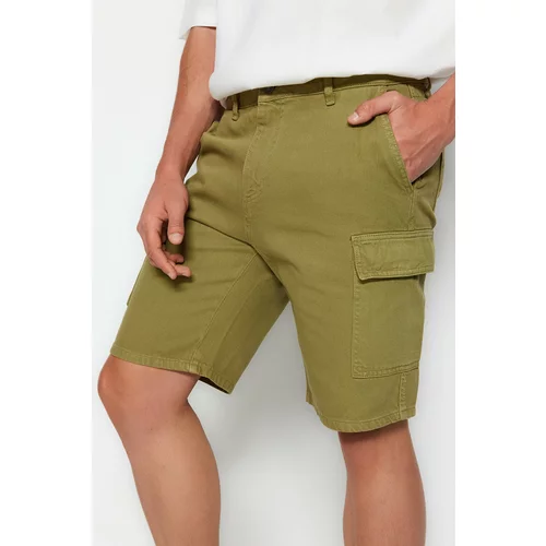 Trendyol Khaki Men's Casual Cut Denim Shorts with Cargo Pocket & Bermuda