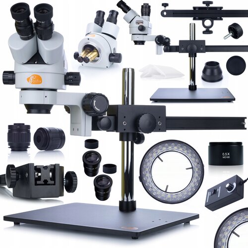 Rosfix stereoskopski trinokularni mikroskop na nosilcu pavo pro MSPP-T-UDMS1+OSVETLITEV mikroskopa 56XLED + mikroskopski objektiv 0,5X, (22084125) Cene