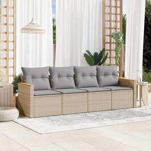  4-dijelni set vrtnih sofa s jastucima bež od poliratana Cijene