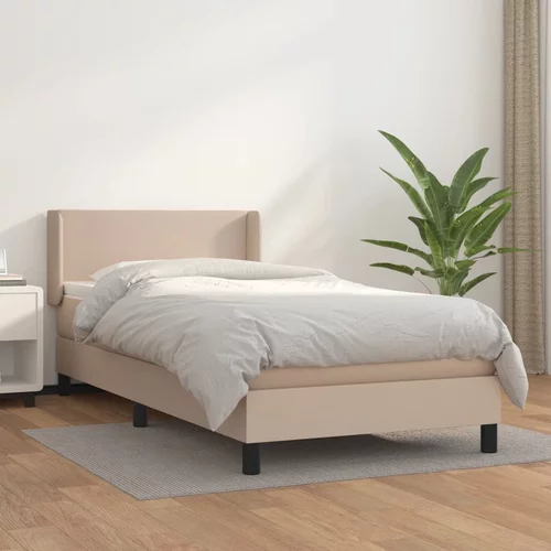  Krevet s oprugama i madrac cappuccino 90x190 cm od umjetne kože