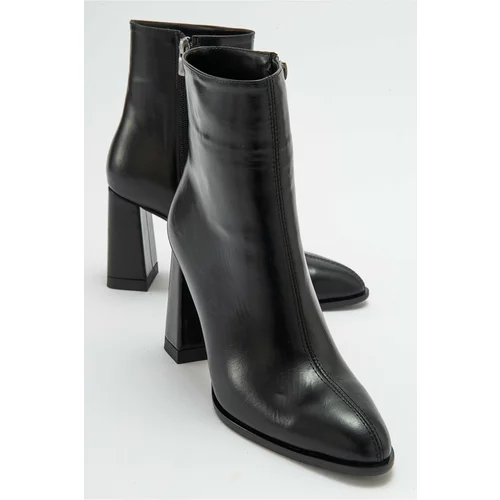 LuviShoes Jewel Black Skin Women's Heeled Boots