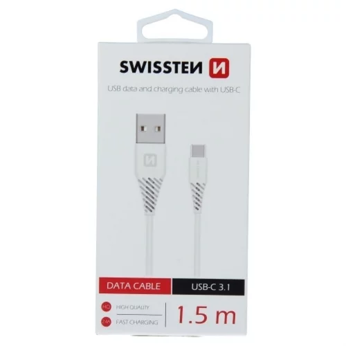 Swissten Kabel USB/USB-C 3.1 1.5m Bijeli, (8595217460171)