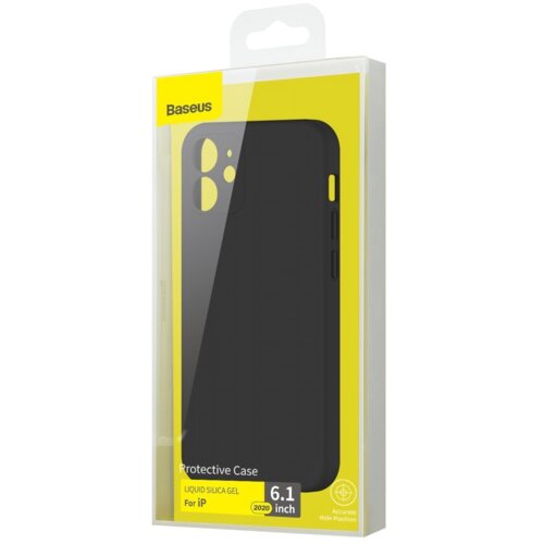 Baseus Liquid Silica Gel Case Fleksibilna gel maska za iPhone 12 Classic crna Slike