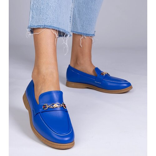 Gemre Blue moccasins with a gold ornament Feola Cene