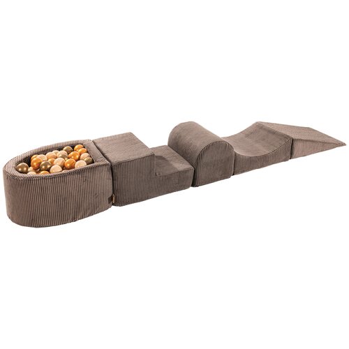 MeowBaby 4-delni penasti igralni komplet ® Foam Playground z okroglim bazenom, 100 žogami, estetski, Velvet, rjava: bež/zlata/platinasta, (21333723) Cene