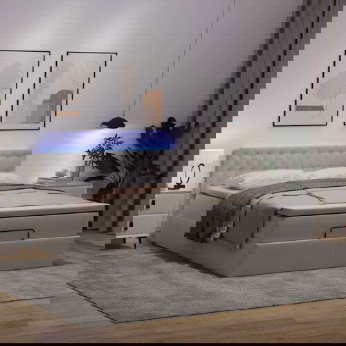 VidaXL Okvir kreveta s madracem čisto bijela 140x200cm umjetna koža Slike