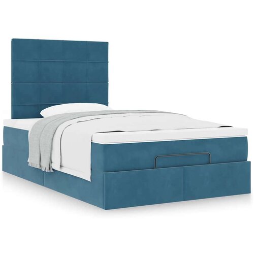 vidaXL Otomanski posteljni okvir z vzmetnicami moder 120x200cm žamet Cene