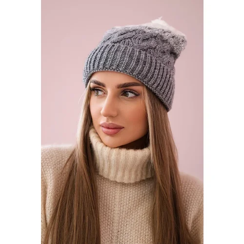  Cap with fleece Ilona K218 gray+white