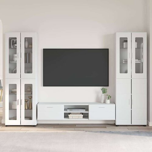  Set TV komoda s ladicama Visoki sjaj bijela Konstruirano drvo Cene