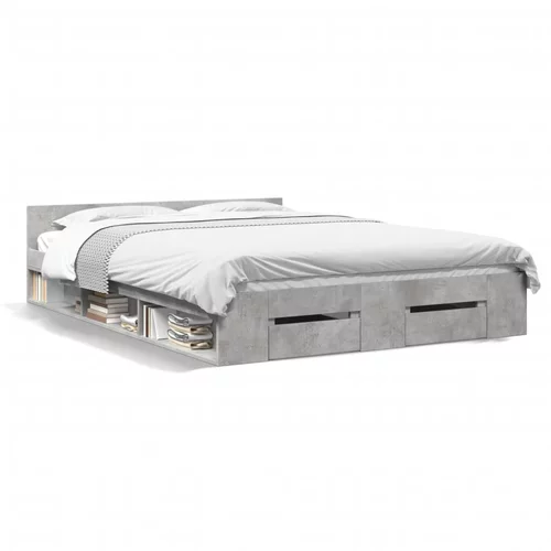  Okvir kreveta s ladicama siva boja betona 140 x 200 cm drveni