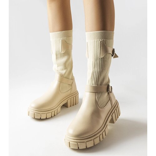 Gemre Beige stylish boots with elastic upper Ida Slike