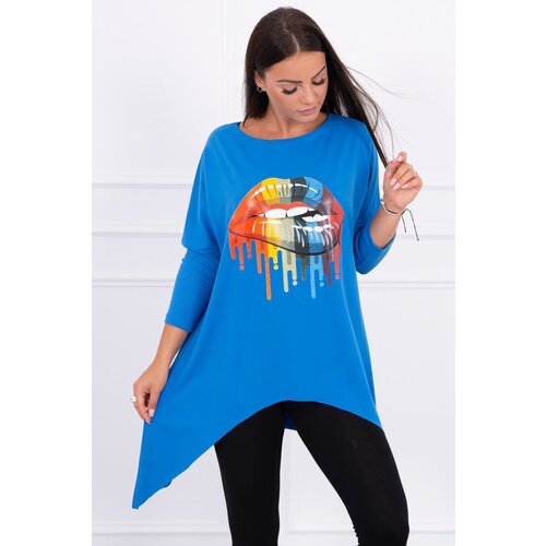 Kesi Oversize blouse with rainbow lip print purple-blue Cijene