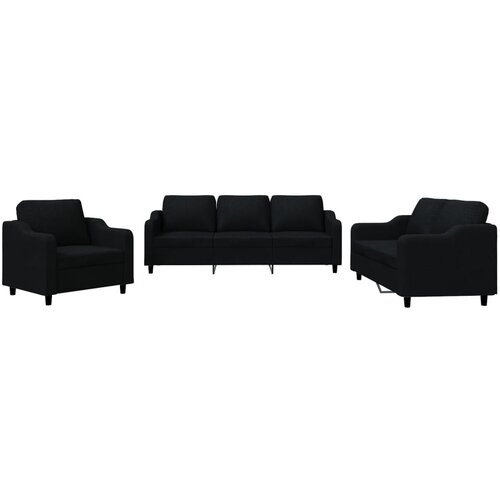 Maison Chic Sedežna garnitura - kavč z blazinami 3-delna črno blago, (21728443) Cene