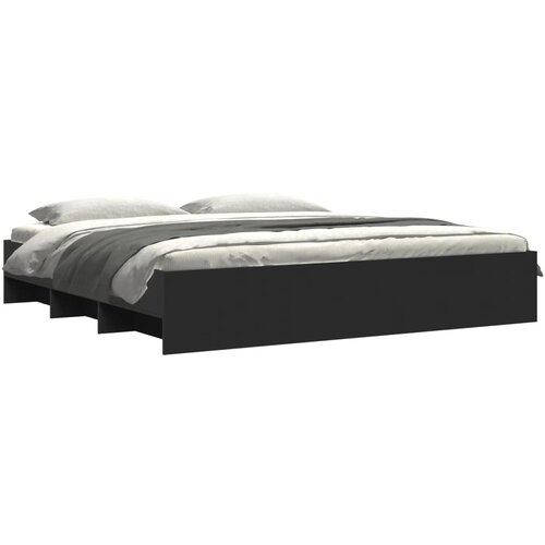  Okvir za krevet crni 200 x 200 cm konstruirano drvo Slike