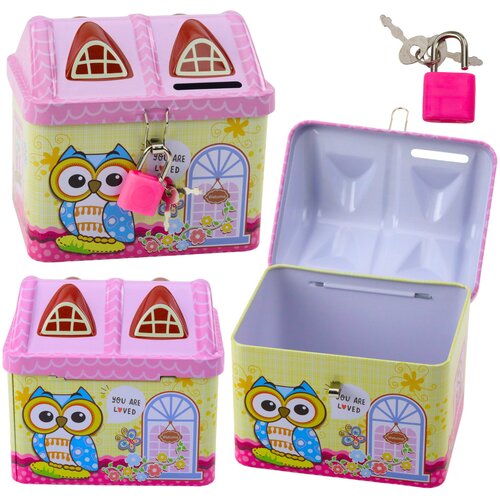 Metalna kasica za &amp;scaron;tednju u obliku kućice - sova Slike