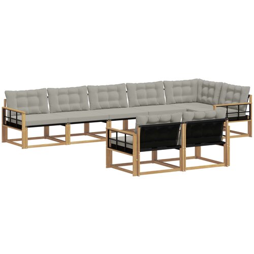  Set vanjskih sofa 8 kom. Bijela i svjetlosiva Smeđa 406 x 168,5 x 73 cm Slike