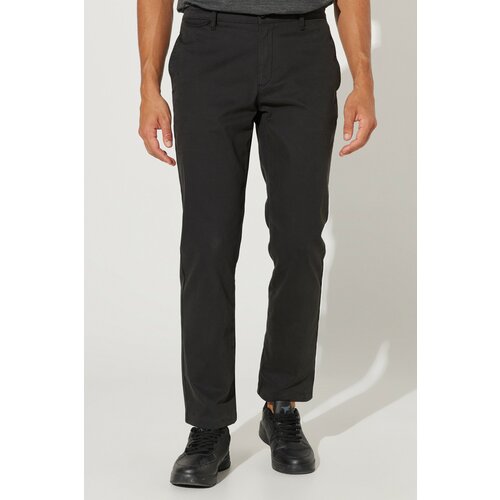 ALTINYILDIZ CLASSICS Men's Black Comfort Fit Comfortable Cut, Cotton Diagonal Patterned Flexible Trousers. Slike