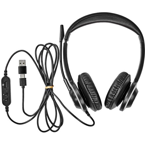 Oem Nedis, PC slu&scaron;alke na u&scaron;esne stereo USB-C z adapterjem USB-A in zložljivim mikrofonom, Črna, (5000228777) Cene