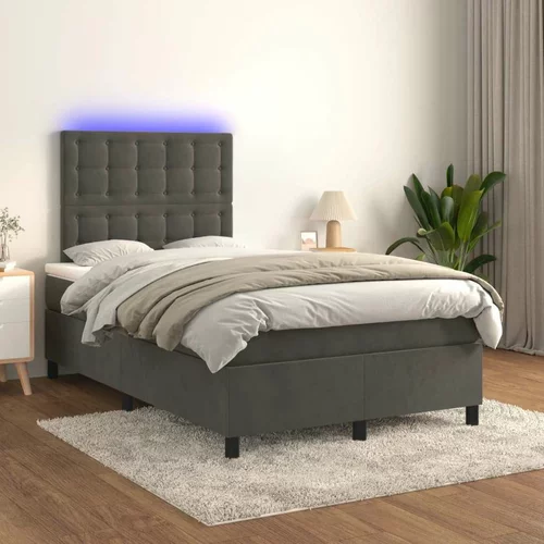  Box spring postelja z vzmetnico LED temno siva 120x200 cm žamet, (20789263)