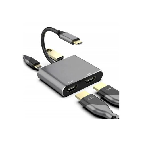 E-green Adapter USB 3.1 tip C (M) - 2 x HDMI + USB 3.0 + PD 60W (4 u 1) Cene