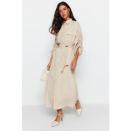 Trendyol Dress - Beige - Shirt dress Cene