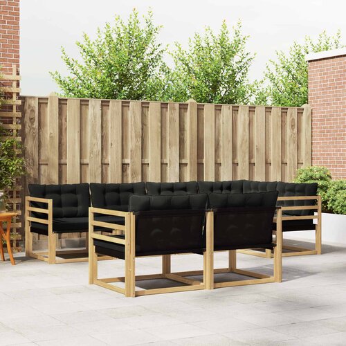  Set vanjskih sofa s jastukom 7 pcs Bijela i crna Cene