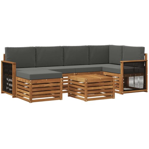 vidaXL Kotna sedežna garnitura z blazino 6 pcs Naravna in antracitna, (5000269558) Cene