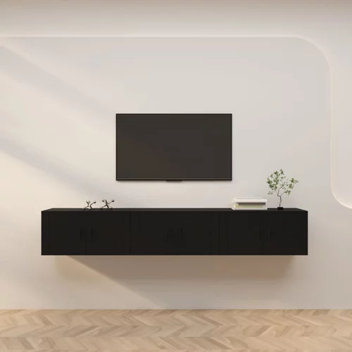 vidaXL Stenska TV omarica 3 kosi črna 80x34,5x40 cm