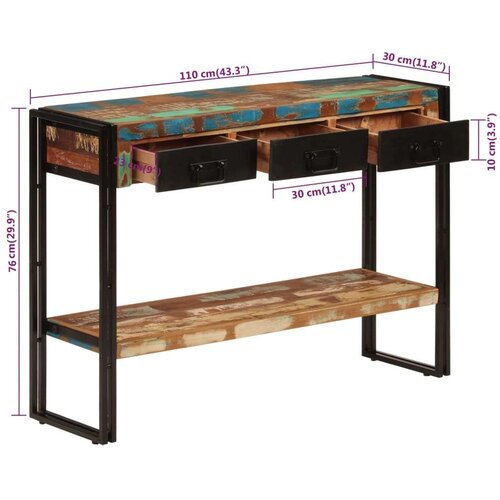  Konzolni stol 110 x 30 x 76 cm od masivnog obnovljenog drva Slike