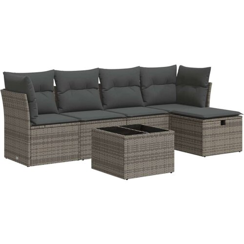VidaXL 6-dijelni set vrtnih sofa od poliratana s jastucima sivi Slike