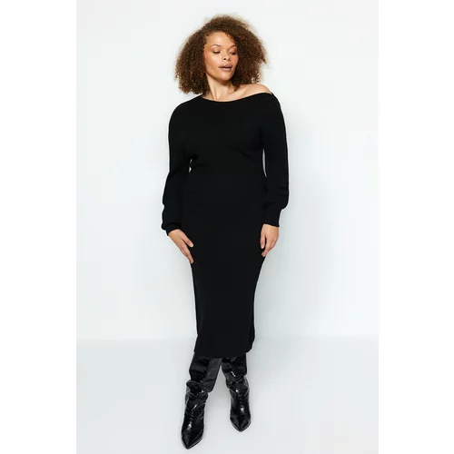 Trendyol Curve Black Asymmetrical Detailed Sweater Dress