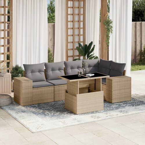 vidaXL 6-dijelni set vrtnih sofa s jastucima bež od poliratana Cijene