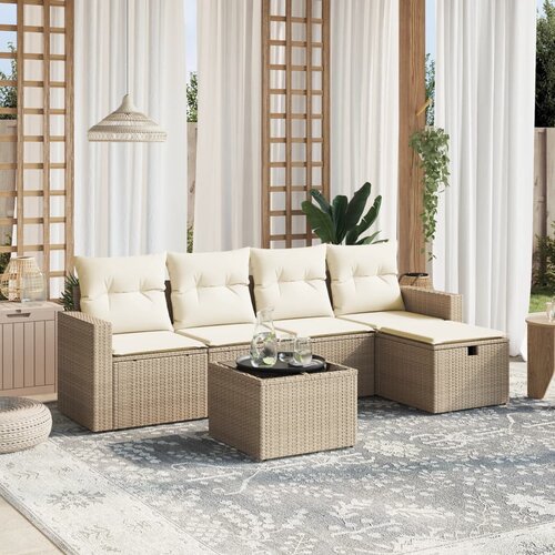 vidaXL 6-dijelni set vrtnih sofa s jastucima bež od poliratana Cijene