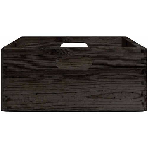  Drvena kutija s ručkama crna 40x30x13 cm puno drvo bor Slike