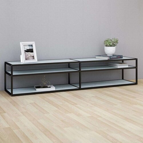 TV omarica beli marmor 200x40x40,5 cm kaljeno steklo, (20914445) Cene