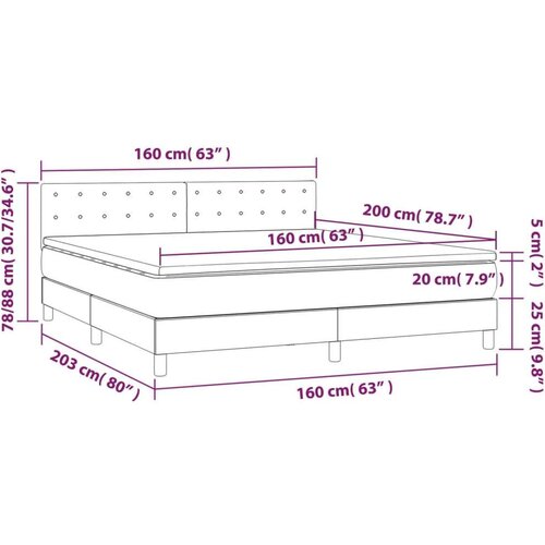  Krevet box spring s madracem LED crni 160x200 cm od tkanine Slike
