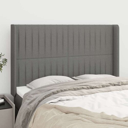  Vzglavje z u&amp;scaron;esi temno sivo 147x16x118/128 cm blago, (20932512) Slike
