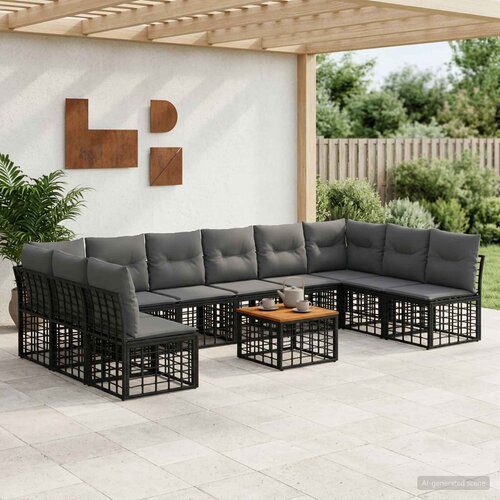  Set vanjskih sofa 11 kom. Crna i tamno siva Poliester Cene
