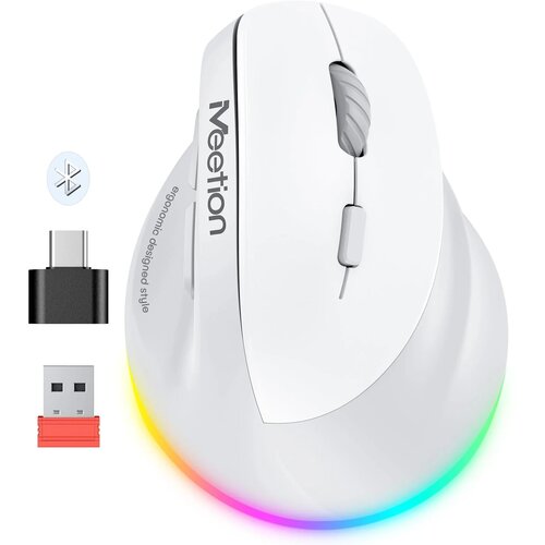 MeeTion Ergonomski punjivi bežični bluetooth mi&scaron; za de&scaron;njake BTM010R bijeli Cijene