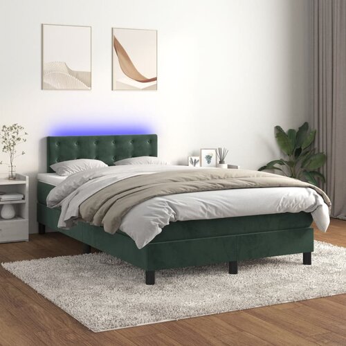 The Living Store Box spring postelja z vzmetnico LED tem. zelena 120x200cm žamet - Box Spring Postelja, (21490031) Slike