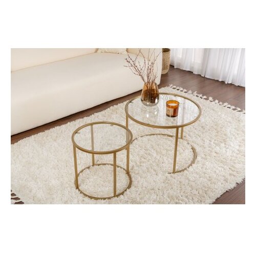Hanah home Club set stolova Aurum, 60x60x43cm, 42x42x39cm, 2 dijela, zlatne boje Slike