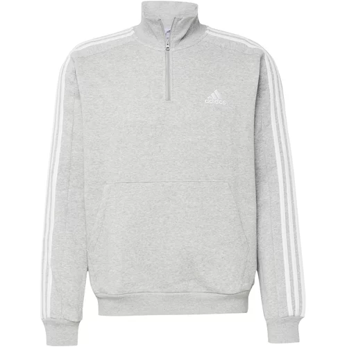 ADIDAS SPORTSWEAR Sportska sweater majica 'Essentials Fleece 3-Stripes ' siva melange / bijela