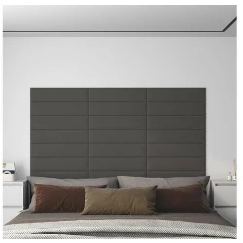  Stenski paneli 12 kosov temno sivi 60x15 cm blago 1,08 m²