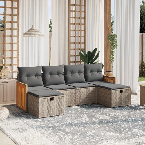 vidaXL 6-dijelni set vrtnih sofa od poliratana s jastucima sivi Cijene