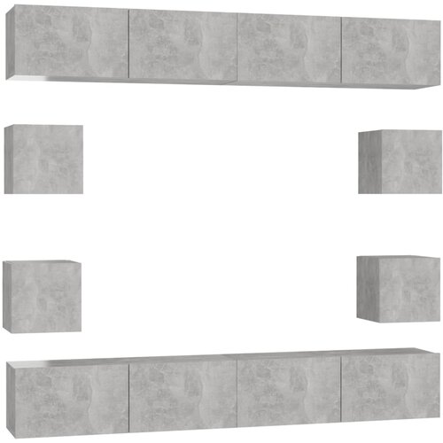 vidaXL 8-dijelni set TV ormarića siva boja betona konstruirano drvo - Beton siva 1 200 cm Cijene
