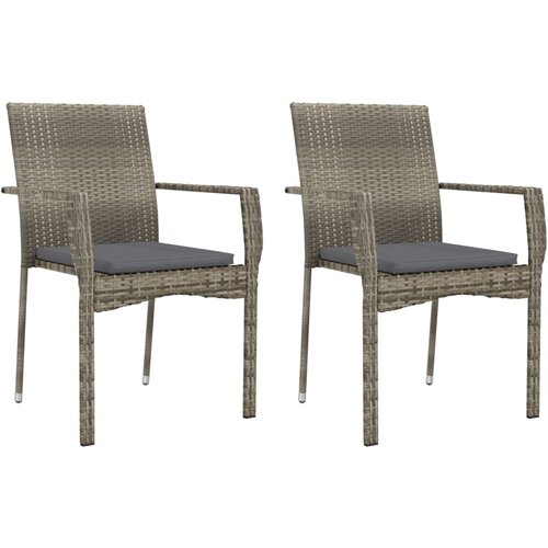 Maison Chic Vrtni stoli - Stol za vrt z blazinami 2 kosa poli ratan sive barve JS2137, (21876653) Slike