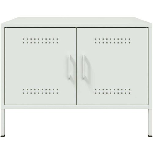 vidaXL Klubska mizica bela 68x50x50,5 cm valjano jeklo Cene